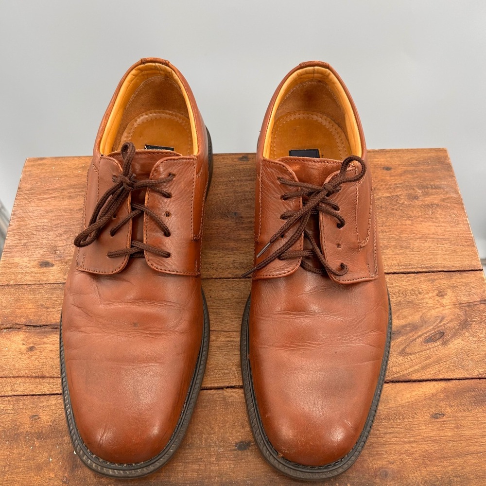 Stafford Handcrafted In Italy Mens Brown Leather Oxford Dress Shoes Size 44